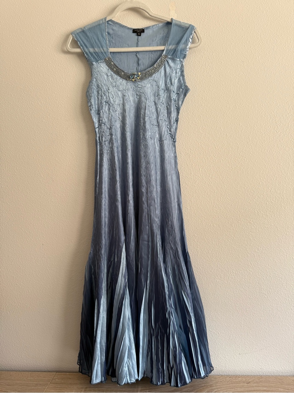Komarov embellished beaded Midi Crinkle Dress Sz S